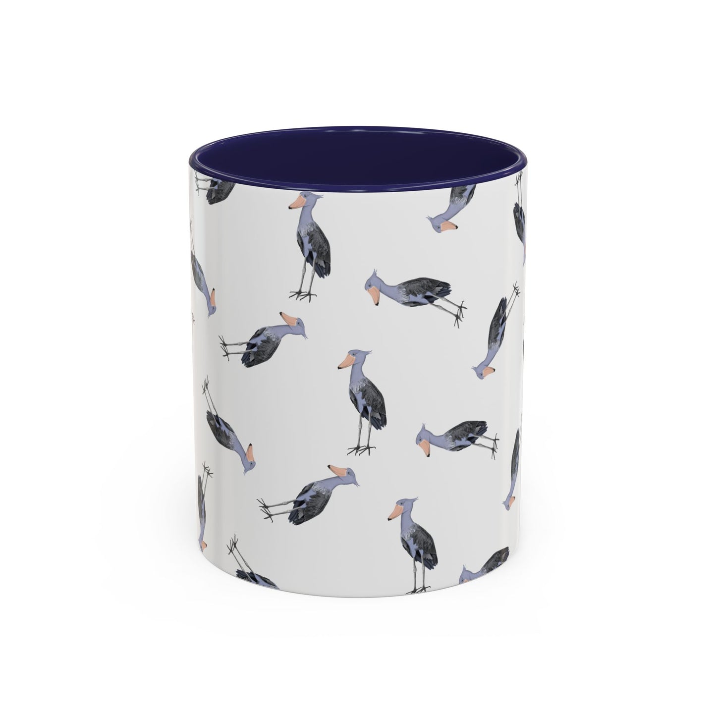 Schuhschnabel Tasse mit Streumuster | Vogelmotiv Kaffeebecher für Vogelbeobachter & Naturfreunde – Accent Coffee Mug and Birds Design style