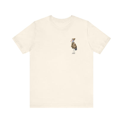 Schuhschnabel in Strick T-Shirt – Weiches Premium Shirt mit Winterlichem Vogelmotiv