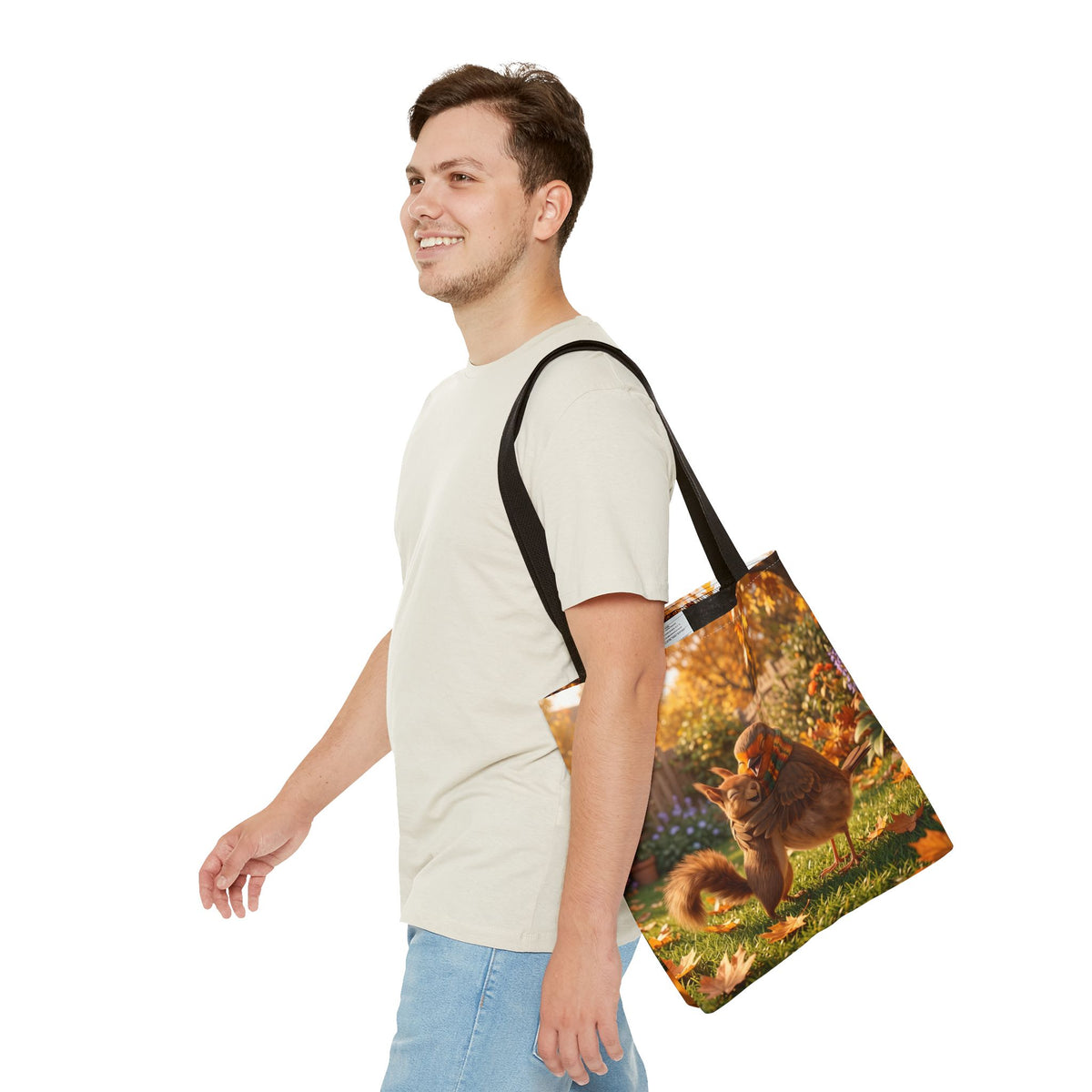 Tragetasche Rosi Rotkehlchen & Eichhörnchen | Bedruckter Shopper für Vogelfreunde