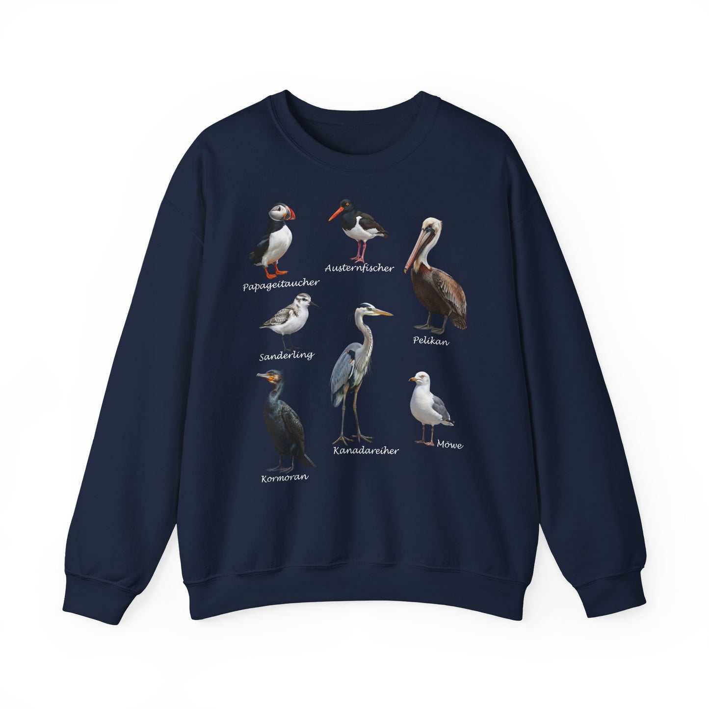 Papageitaucher und Möwe Sweatshirt Vogelmotiv mit Animal Graphic Tee Hintergrund