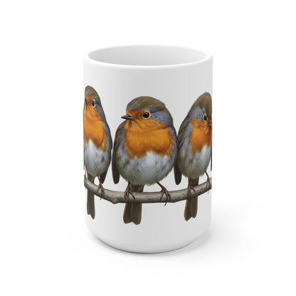 Rotkehlchen Tasse Vögel auf einem Ast Vogelmotiv für Vogelbeobachter und Vogelfreunde