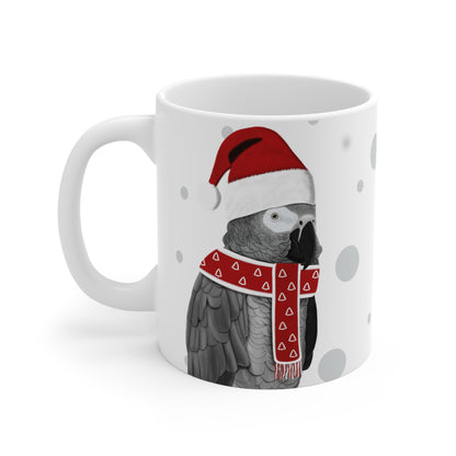 Graupapagei als Weihnachtsmann Vogel Tasse