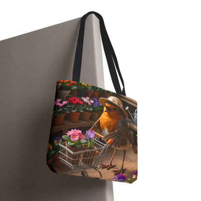 Rosi Rotkehlchen im Blumenladen Stofftasche – Robuste Tote Bag für Pflanzenfreunde und Gartenliebhaber