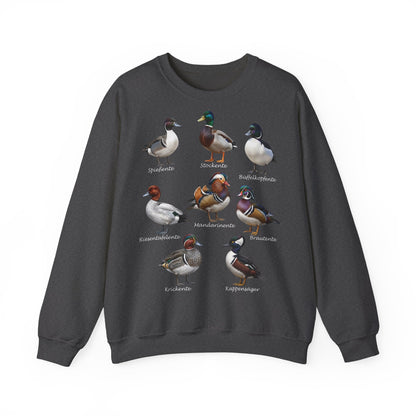 Sweatshirt mit Entenarten: Stockente, Mandarinente & Co. | Vogelkunde Natur – Animal Graphic Tee, Vogelmotiv