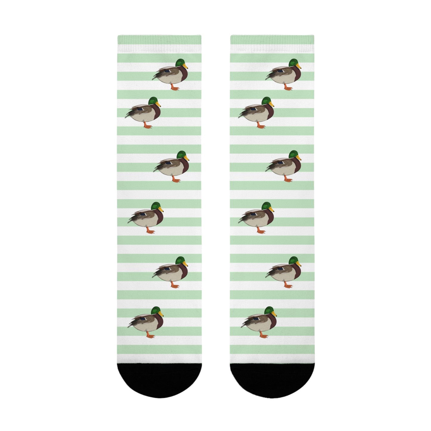 Stockente Socken mit Streifen in Salbeigrün Weiß – Geschenk für Vogelliebhaber & Ornithologen – Accessories,