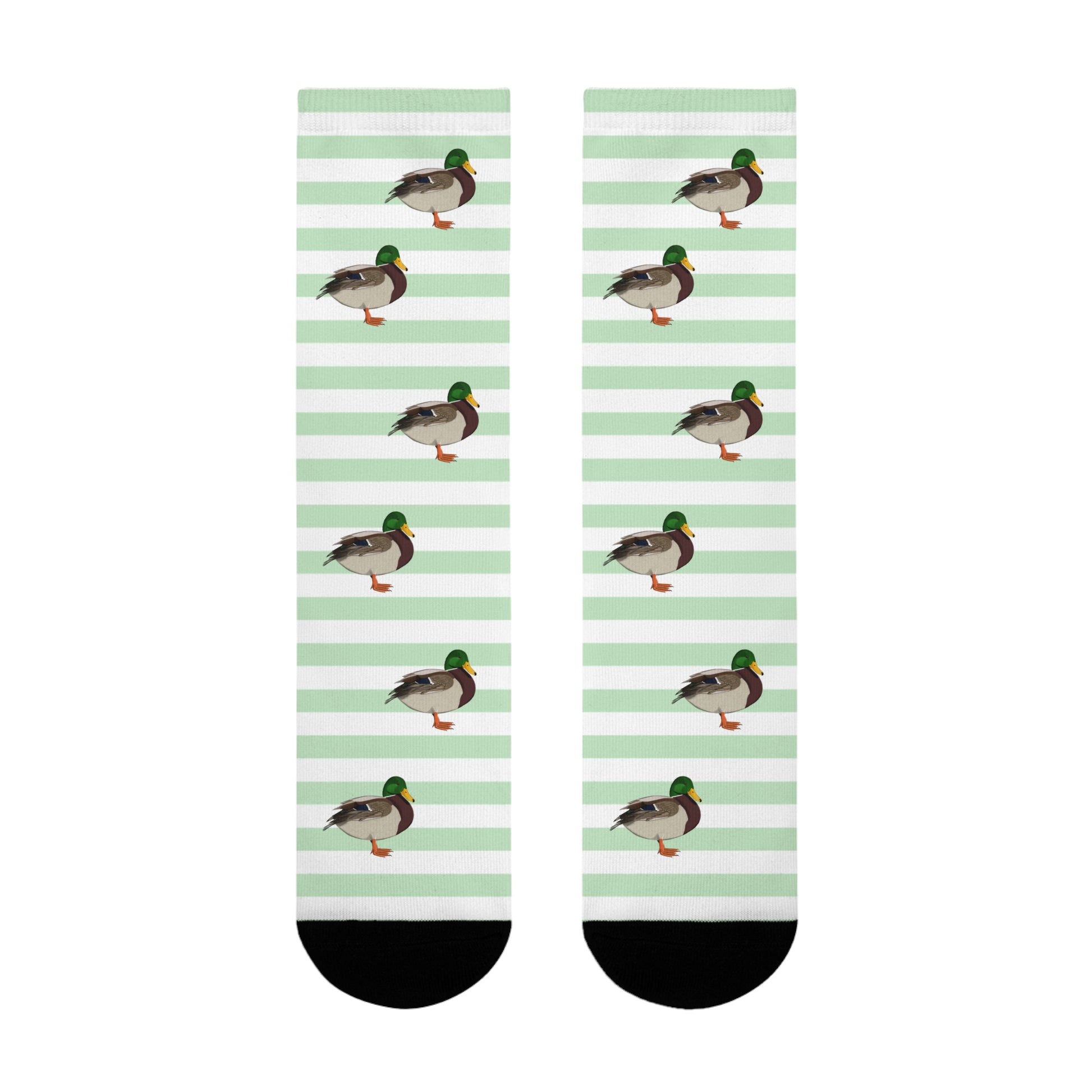 Stockente Socken mit Streifen in Salbeigrün Weiß – Geschenk für Vogelliebhaber & Ornithologen – Accessories,