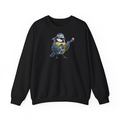 Bert Blaumeise Blumen-Gitarre Sweatshirt – Die Gartenvögel Band 2 Merch (Unisex)