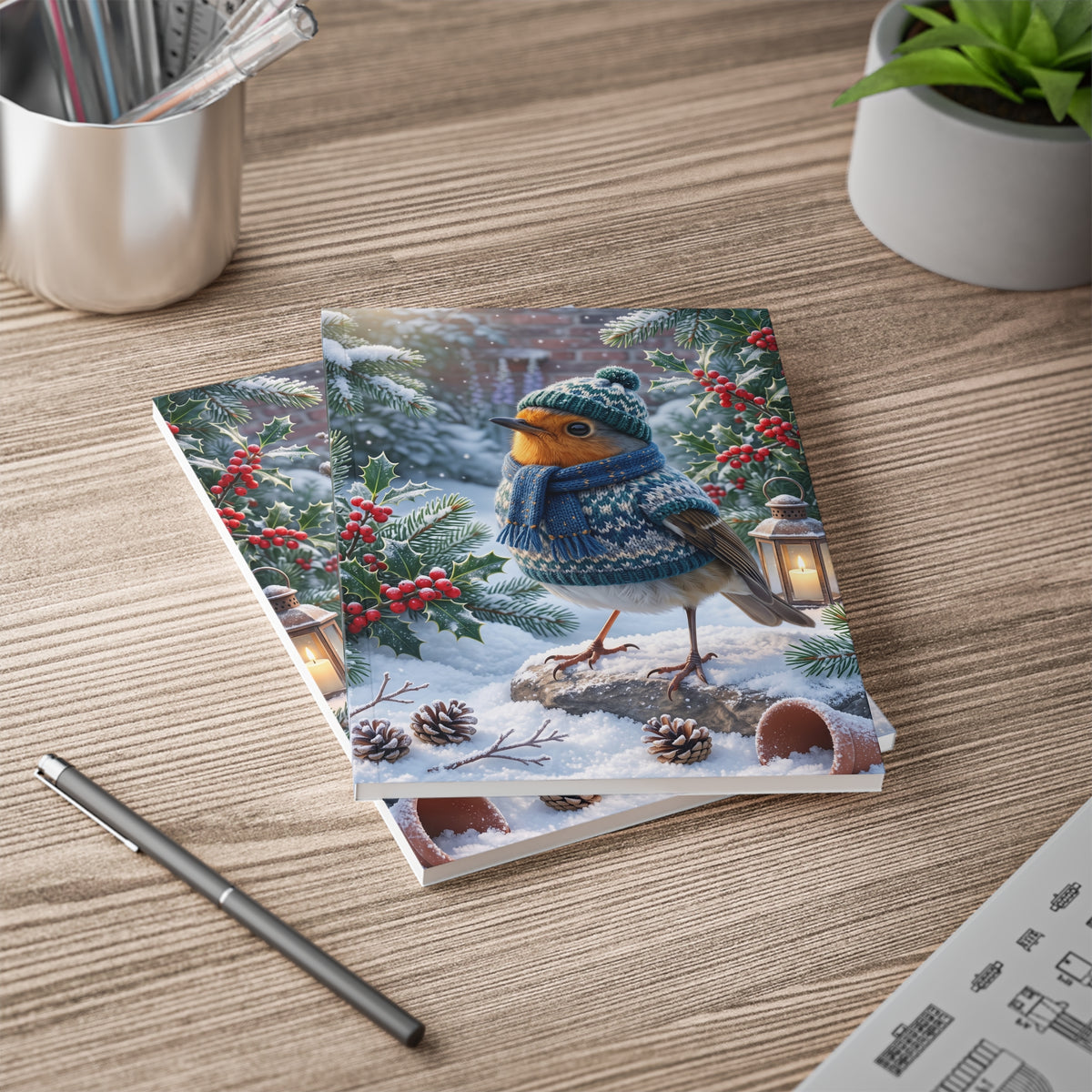 Rosi Rotkehlchen Cozy Winter Notizbuch A5 | Liniert | Vogelmotiv