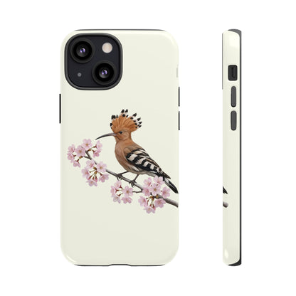Wiedehopf Handyhülle in Cremeweiß | Florales Kirschblüten Vogel-Motiv für iPhone & Google Pixel