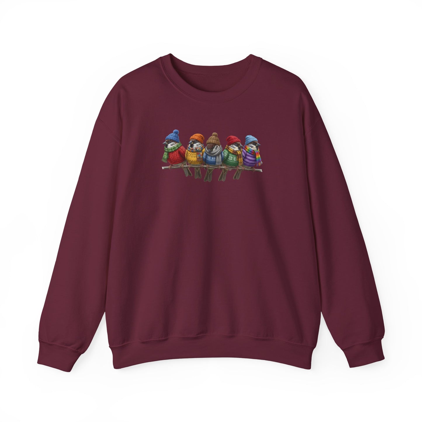 Spatzen in Strick Winter-Sweatshirt | Unisex Vogel Sweater für Vogelfreunde & Vogelbeobachter
