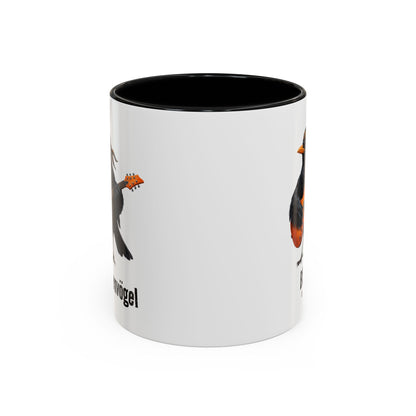 Blacky die Amsel (Lead Guitar) – Die Gartenvögel Offizielle Band-Tasse | Zweifarbige Premium Keramik (Schwarz/Weiß)