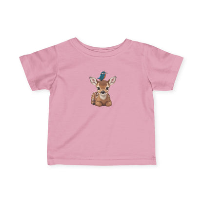 Rehkitz mit Eisvogel Baby T-Shirt Süßes Tiermotiv