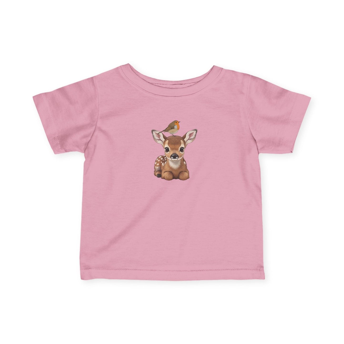 Rehkitz mit Rotkehlchen Baby T-Shirt Süßes Tiermotiv