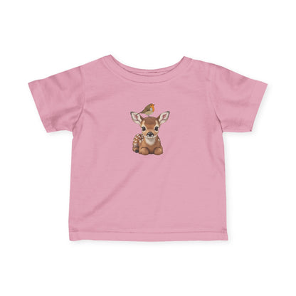 Rehkitz mit Rotkehlchen Baby T-Shirt Süßes Tiermotiv