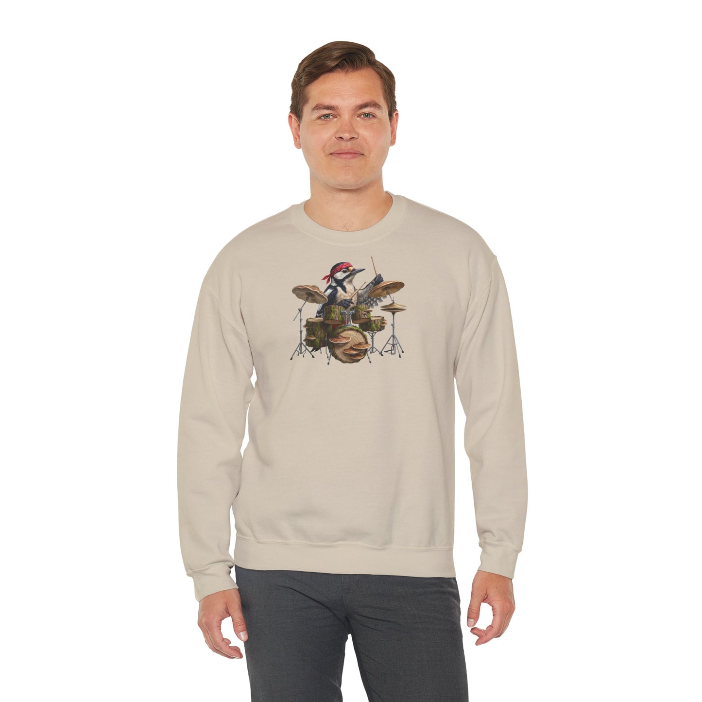 Specht Sweatshirt Vogelmotiv in Military Green