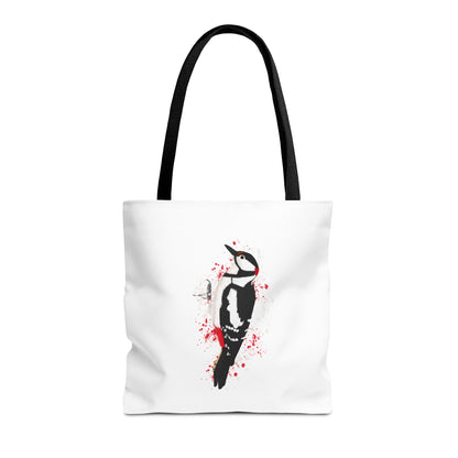 Buntspecht Tragetasche 40x40cm Vogel Tasche Weiß für Vogelbeobachter
