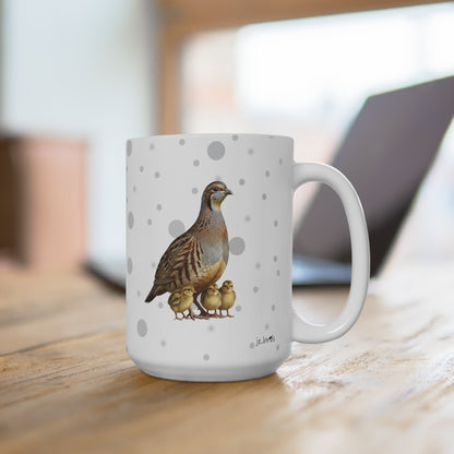 Rebhuhn Vogel des Jahres 2026 Vogelmotiv Tasse Punkte Grau