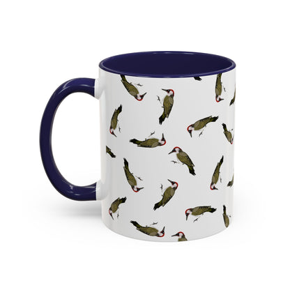 Grünspecht Tasse mit Streumuster | Vogelmotiv Kaffeebecher für Vogelbeobachter & Naturfreunde