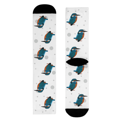 Eisvogel Socken Vogelsocken Weiß mit Grauen Punkten