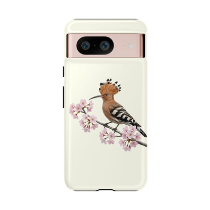 Wiedehopf Handyhülle in Cremeweiß | Florales Kirschblüten Vogel-Motiv für iPhone & Google Pixel