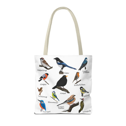 Gartenvögel Tragetasche 40x40cm Amsel Rotkehlchen Blaumeise Vogel Tasche