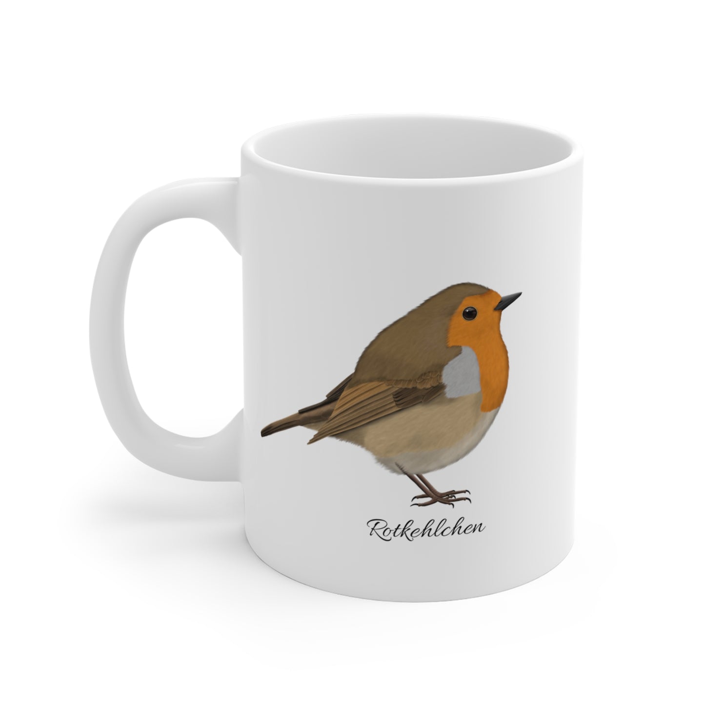 Rotkehlchen Vogel Tasse Weiß für Vogelbeobachter