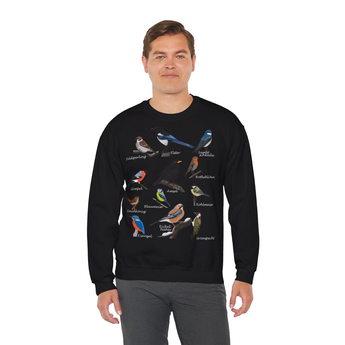 Gartenvögel Amsel Rotkehlchen Eisvogel Vogel Sweatshirt für Naturfreunde und Vogelbeobachter