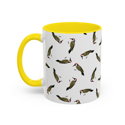 Grünspecht Tasse mit Streumuster | Vogelmotiv Kaffeebecher für Vogelbeobachter & Naturfreunde
