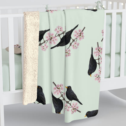 Amsel Decke – bird pattern blanket und cozy fleece Stil