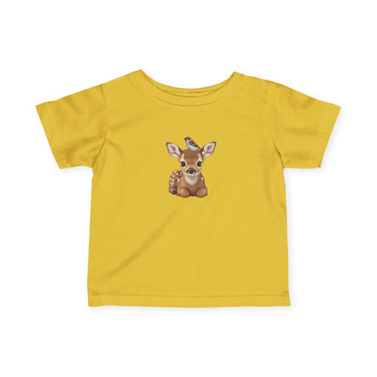 Rehkitz mit Feldsperling Baby T-Shirt Süßes Tiermotiv