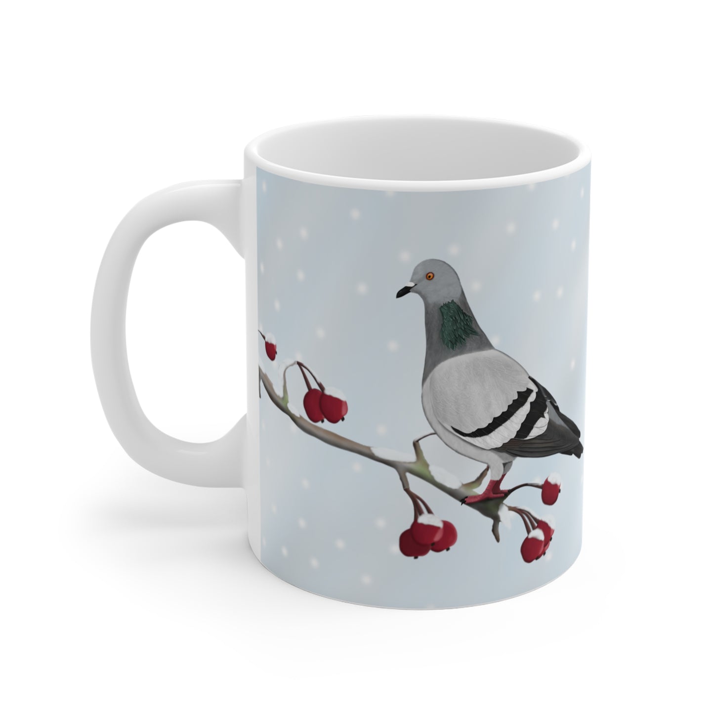 Taube auf einem Ast im Winter Weihnachten Schnee Vogel Tasse