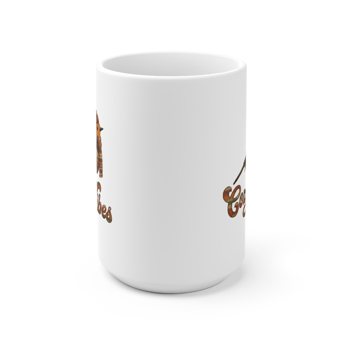 Rotkehlchen mit Strickpullover Weihnachtliche Tasse mit Vogelmotiv Cozy Vibes – Ideal für Kakao & Kaffee