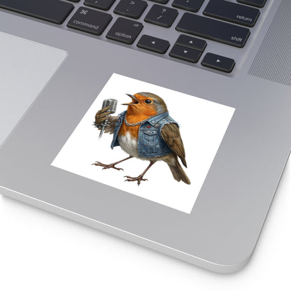 Rocky Rotkehlchen am Mikrofon Premium Sticker (Die Gartenvögel) – animal Aufkleber