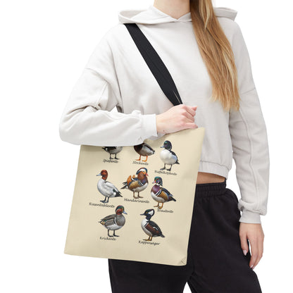 Enten-Arten Vogelkunde Stofftasche Tragetasche in Black