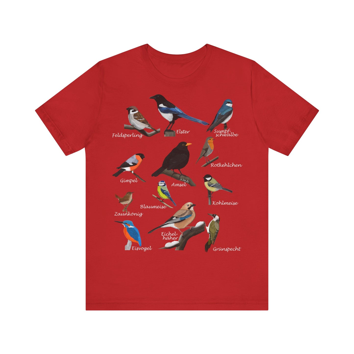 Amsel Rotkehlchen Blaumeise Zaunkönig Vogel T-Shirt für Vogelfreunde und Vogelbeobachter