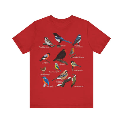 Amsel Rotkehlchen Blaumeise Zaunkönig Vogel T-Shirt für Vogelfreunde und Vogelbeobachter