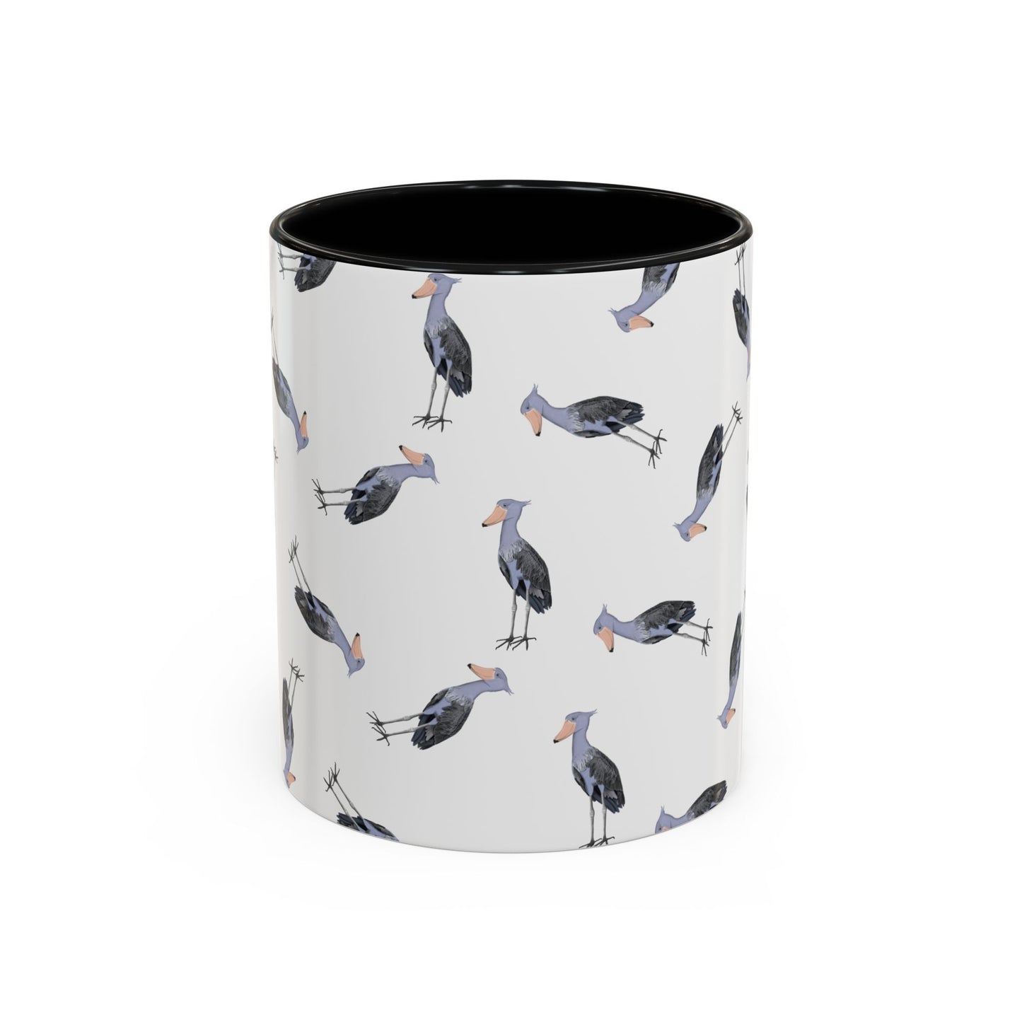 Schuhschnabel Tasse mit Streumuster | Vogelmotiv Kaffeebecher für Vogelbeobachter & Naturfreunde in Purple