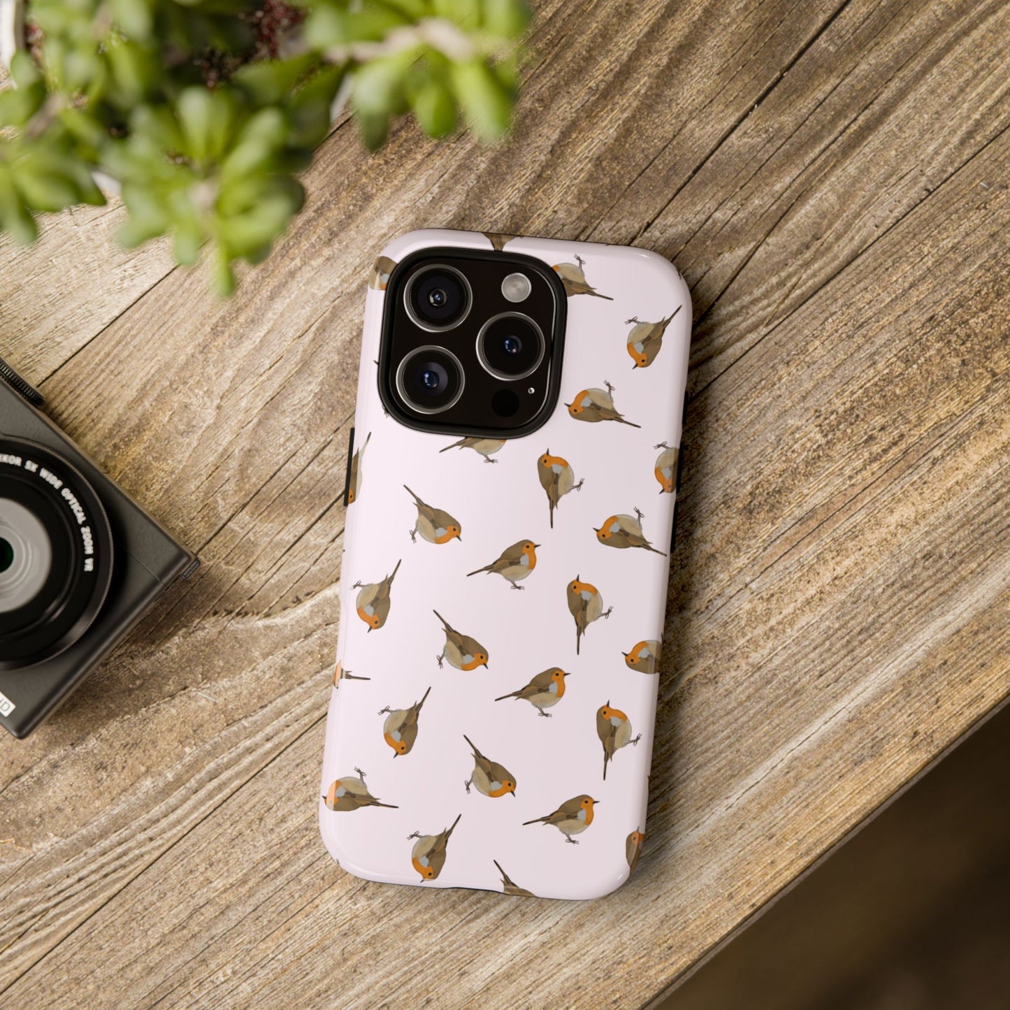 Rotkehlchen Handyhülle in Rosa | Vogel-Motiv für iPhone & Google Pixel
