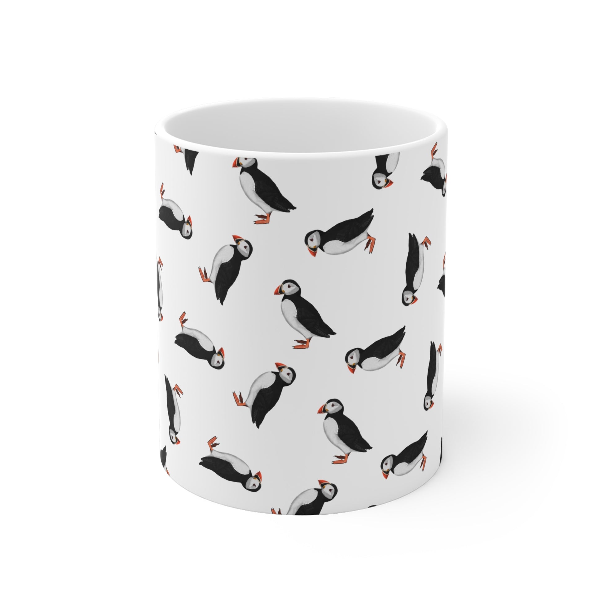 Papageitaucher Tasse – mit Streumuster | Vogelmotiv Kaffeebecher für Vogelbeobachter & Naturfreunde