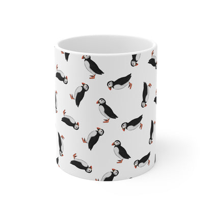 Papageitaucher Tasse – mit Streumuster | Vogelmotiv Kaffeebecher für Vogelbeobachter & Naturfreunde