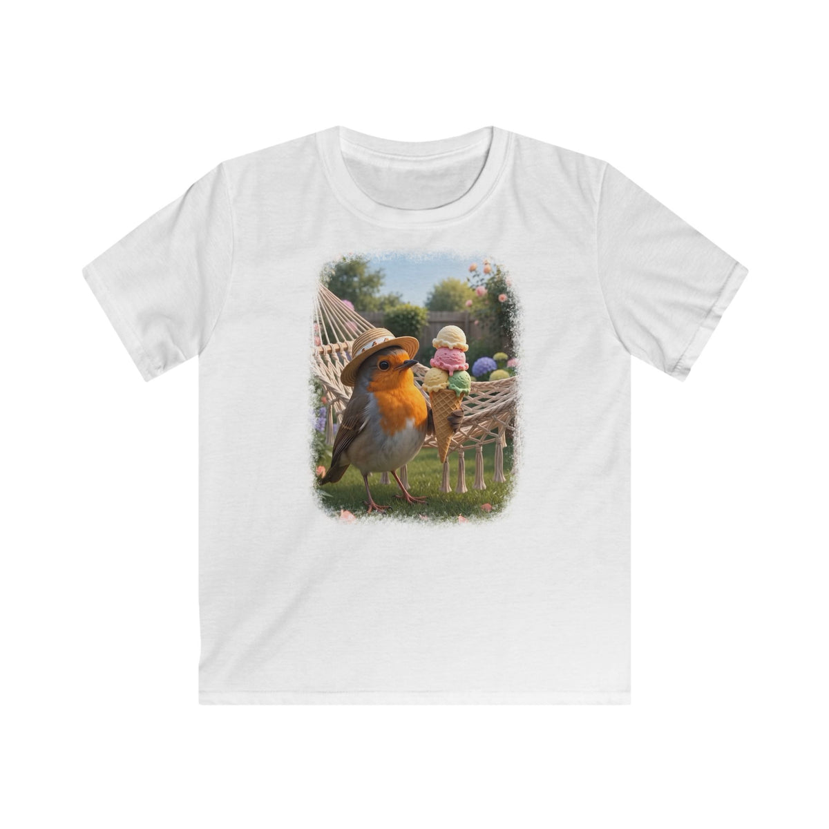 Premium Kinder T-Shirt Rosi Rotkehlchen und das Riesen-Eis