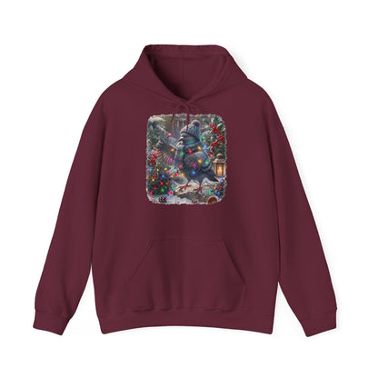 Premium Hoodie Taube und die Lichterkette im winterlichen Garten für Vogelbeoachter