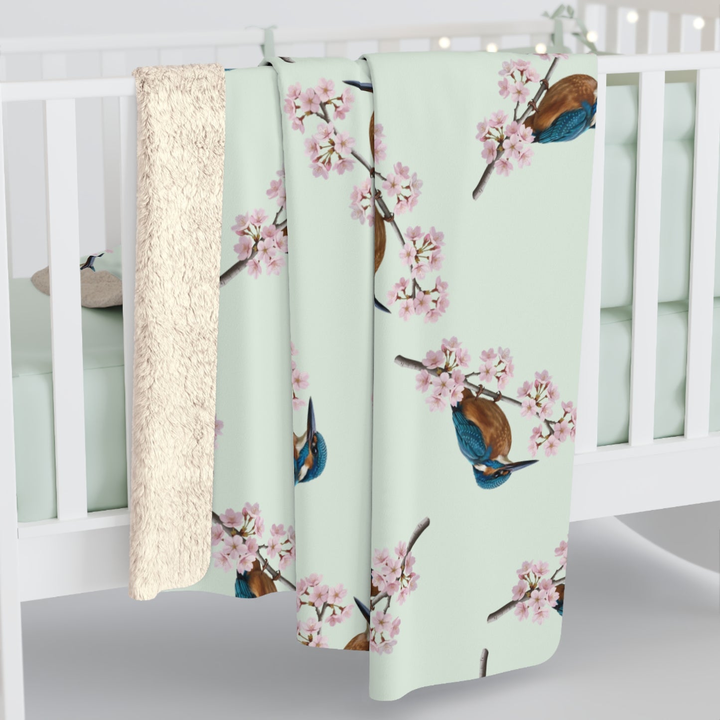 Eisvogel Decke – bird pattern blanket und cozy fleece Stil