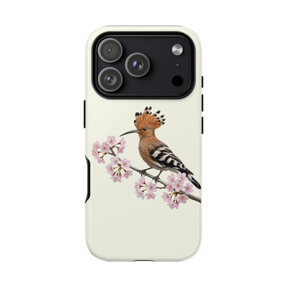 Wiedehopf Handyhülle in Cremeweiß | Florales Kirschblüten Vogel-Motiv für iPhone & Google Pixel