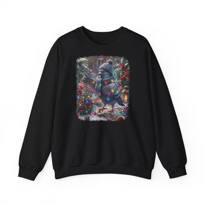 Premium Sweatshirt Taube und die Lichterkette im winterlichen Garten für Vogelfreunde
