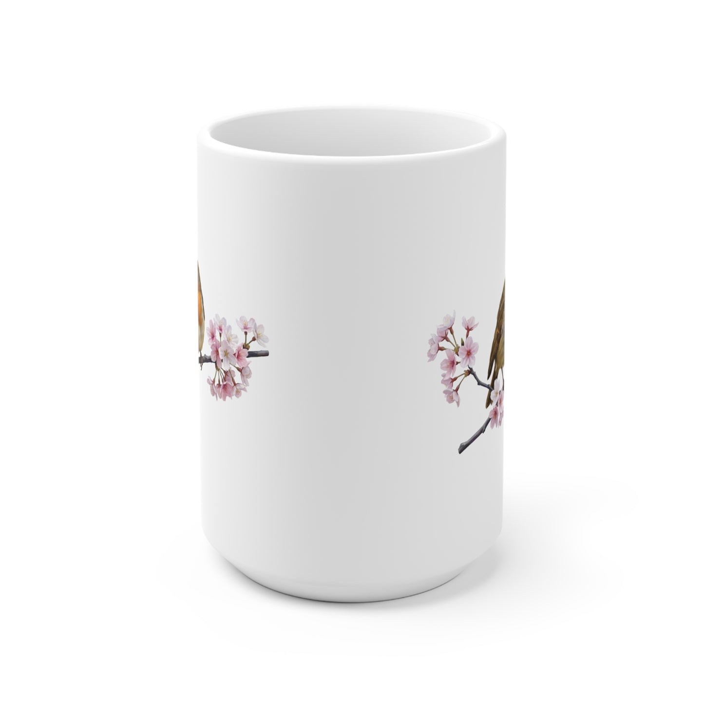Rotkehlchen mit Kirschblüten Tasse - Oster-Geschenk für Vogelfreunde mit Frühlingsdesign