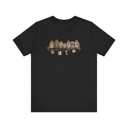 Rotkehlchen Amsel Blaumeise Jungvogel Premium T-Shirt | Frühlingsblüten Vogelmotiv für Vogelbeobachter