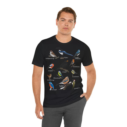 Amsel Rotkehlchen Blaumeise Zaunkönig Vogel T-Shirt für Vogelfreunde und Vogelbeobachter