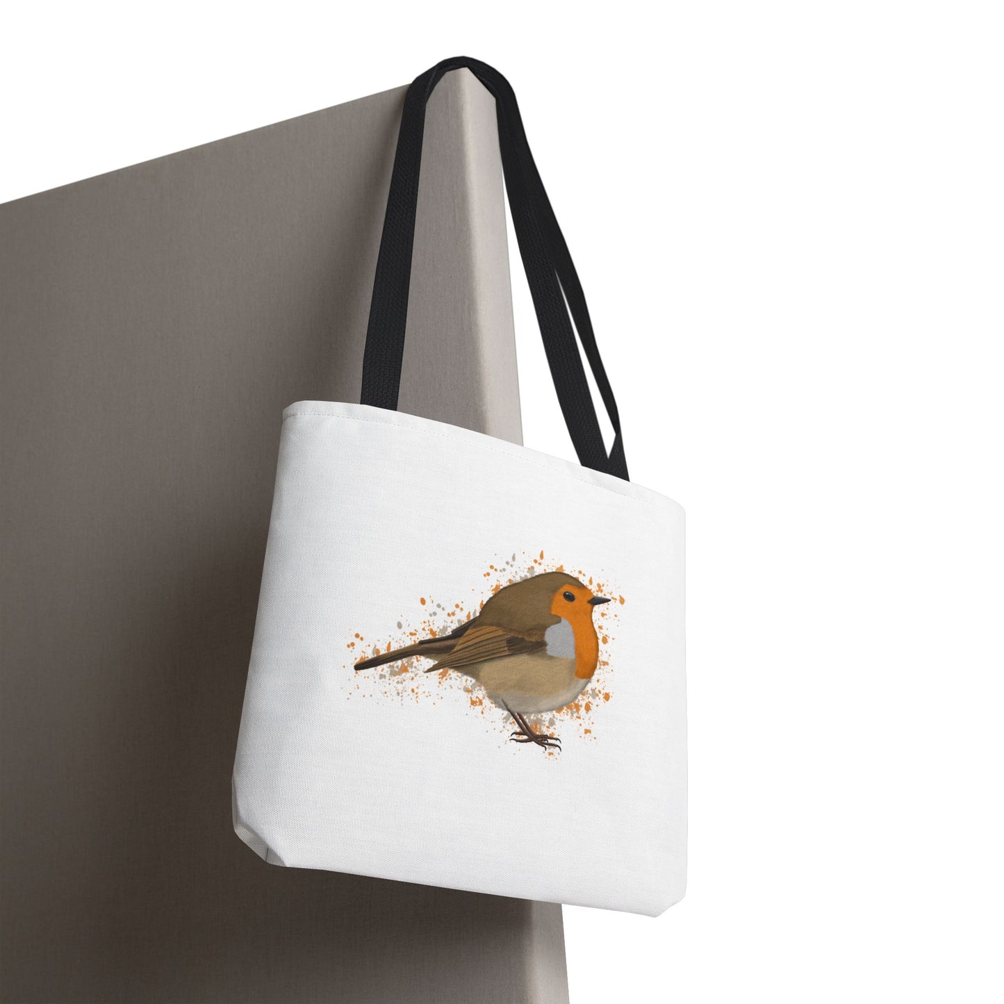 Rotkehlchen Tragetasche 40x40cm Vogel Tasche Weiß für Vogelbeobachter