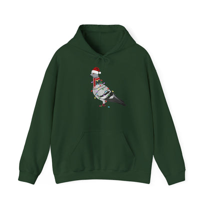 Taube Weihnachts-Hoodie - Vogel als Weihnachtsmann mit Lichterkette Sweater